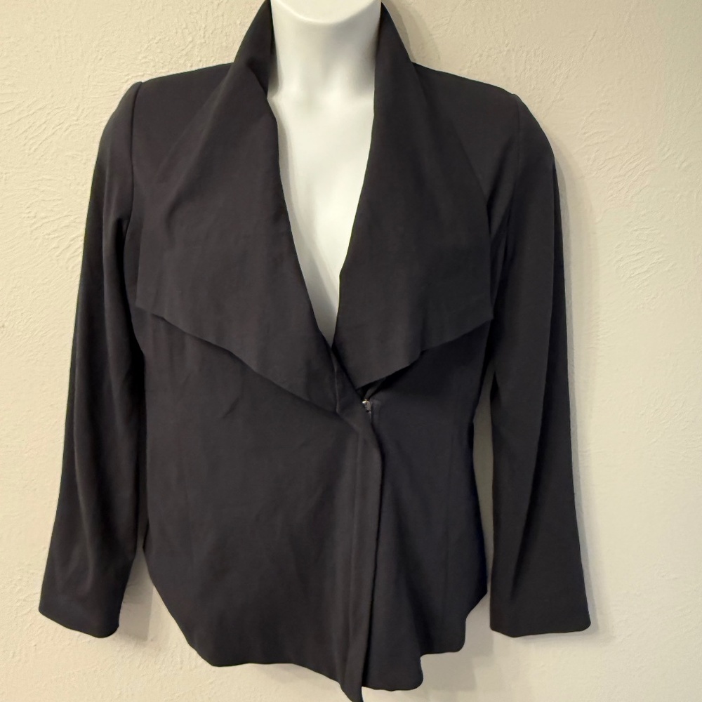 Eileen Fisher Black Draped Open Front Blazer Jacket